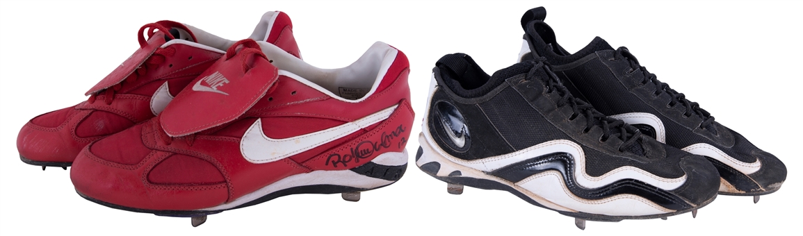 Lot of (2) 1990s Game Used and Signed Cleat Pairs Including Roberto Alomar and Kenny Lofton (J.T. Sports & JSA)